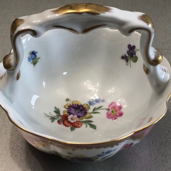 ELIOS Pink Candy dish w/handle /floral/elegant - Picture 2 of 10